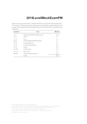 CFA一级历年模拟考试(2015-2019)：2019_Mock_Exam_A_－_Afternoon_Session.docx
