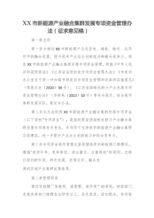 新能源产业融合集群发展专项资金管理办法（征求意见稿）.docx