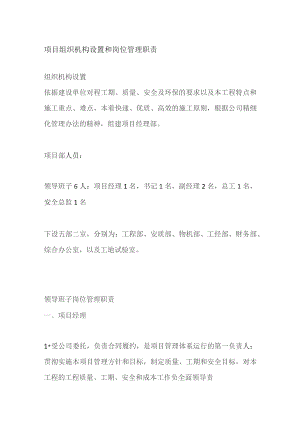 项目组织机构设置和岗位管理职责.docx