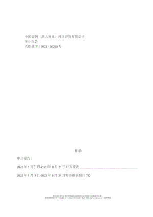 云南铜业：中国云铜（澳大利亚）投资开发有限公司审计报告.docx