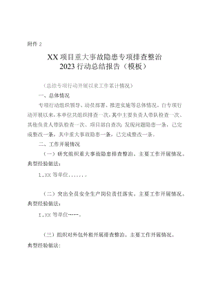 项目重大事故隐患专项排查整治2023行动总结报告（模板）.docx