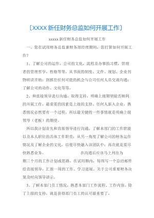 (新)XX企业新任财务总监如何开展工作.docx