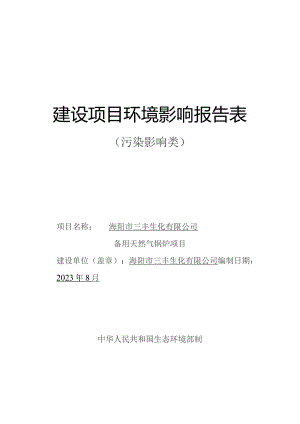 备用天然气锅炉项目环评报告表.docx