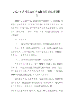 2023年某村党支部书记抓基层党建述职报告.docx