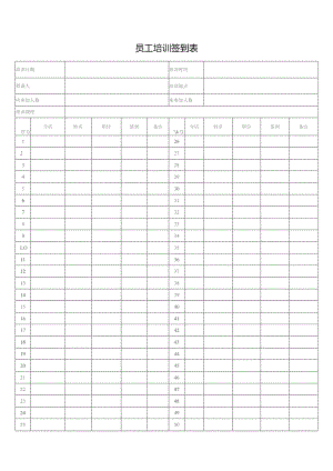 员工培训签到表.docx