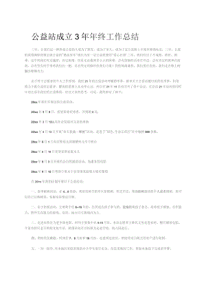 公益站成立3年年终工作总结.docx