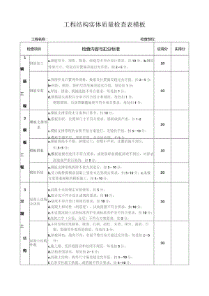 工程结构实体质量检查表模板.docx