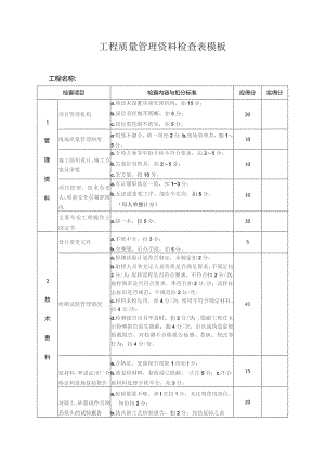 工程质量管理资料检查表模板.docx