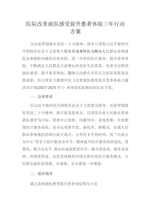 医院改善就医感受提升患者体验三年行动方案.docx