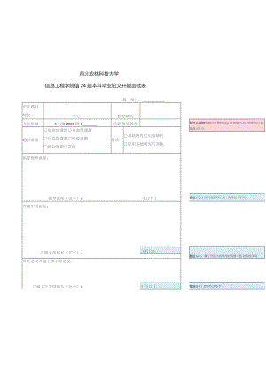 西北农林科技大学信息工程学院2024届本科毕业论文开题审批表.docx