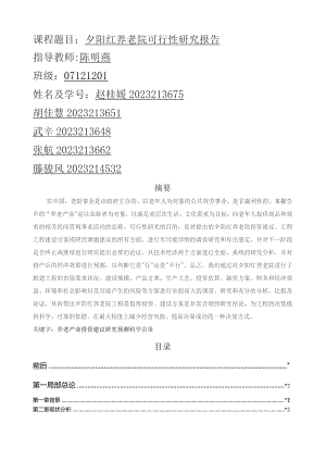 夕阳红养老院可行性研究报告.docx