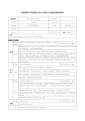 珠海房地产开发有限公司分公司生产计划统计职务说明书.docx
