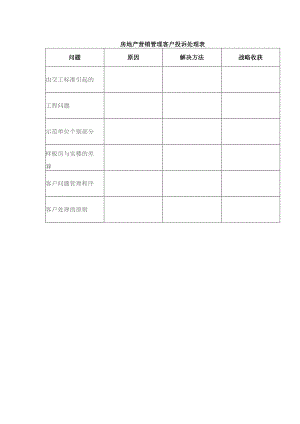 房地产营销管理客户投诉处理表.docx