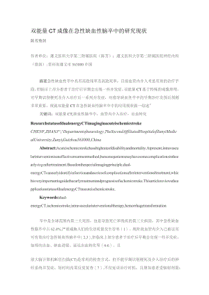 双能量CT成像在急性缺血性脑卒中的研究现状.docx