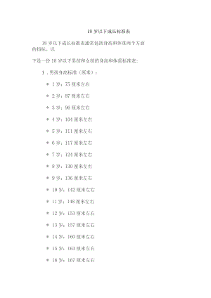 18岁以下成长标准表.docx