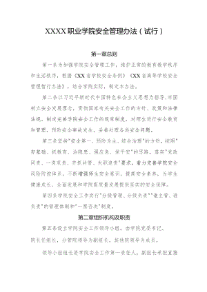 职业学院安全管理办法（试行）.docx