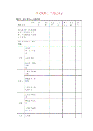 绿化现场工作周记录表.docx