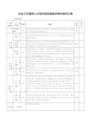 社会工作督导人才培训项目遴选评审标准评分表.docx