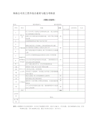 珠海公司员工晋升综合素质与能力考核表（管理人员适用）.docx