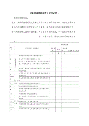 幼儿园满意度调查（教师问卷）.docx