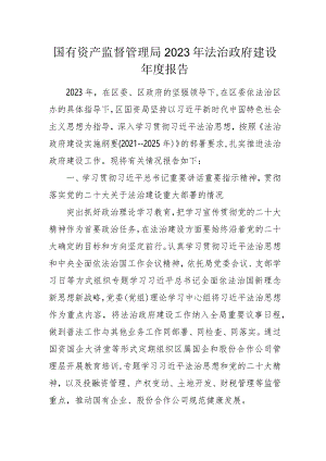 国有资产监督管理局2023年法治政府建设年度报告.docx