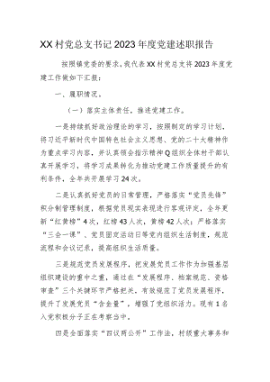 XX村党总支书记2023年度党建述职报告.docx