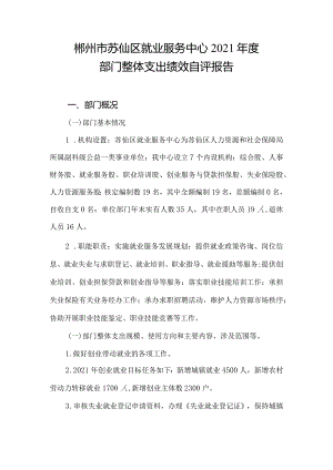 郴州市苏仙区就业服务中心2021年度部门整体支出绩效自评报告.docx