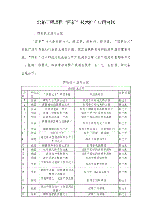 公路工程项目“四新”技术推广应用台账.docx