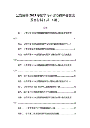 公安民警2023专题学习研讨心得体会交流发言材料（共16篇）.docx