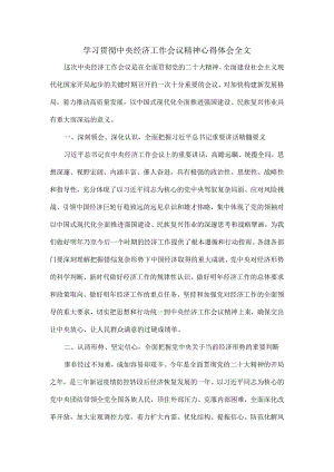 学习贯彻中央经济工作会议精神心得体会全文.docx