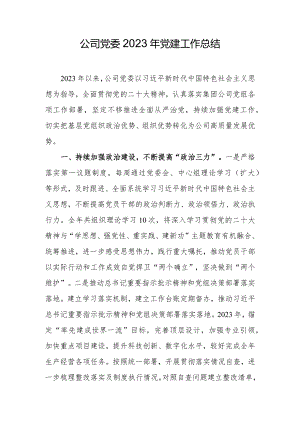公司党委2023年党建工作总结.docx