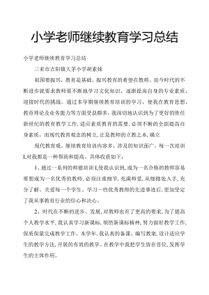 小学老师继续教育学习总结.docx
