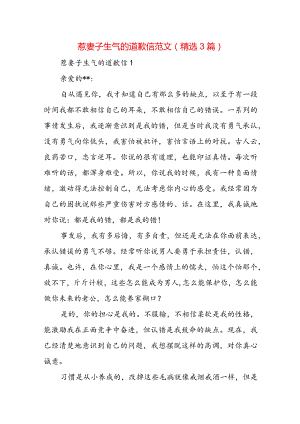 惹妻子生气的道歉信范文(精选3篇).docx