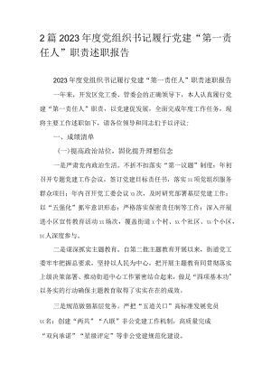 2篇2023年度党组织书记履行党建“第一责任人”职责述职报告.docx