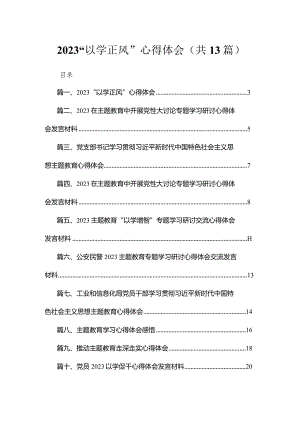 2023“以学正风”心得体会13篇（精编版）.docx
