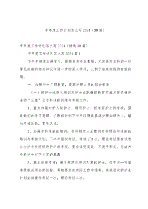 半年度工作计划怎么写2024（30篇）.docx