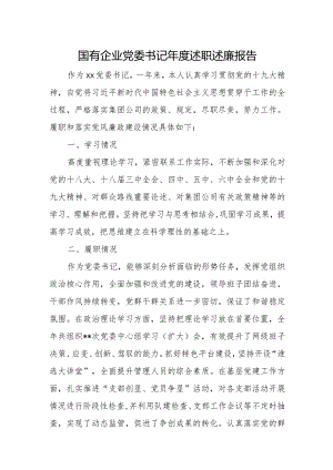 国有企业党委书记年度述职述廉报告.docx