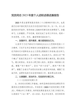 党员干部2023年度个人述职述德述廉报告.docx