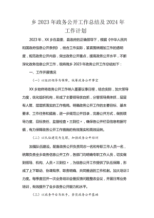 乡2023年政务公开工作总结及2024年工作计划.docx