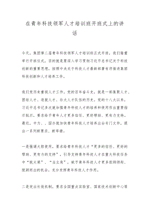 在青年科技领军人才培训班开班式上的讲话.docx