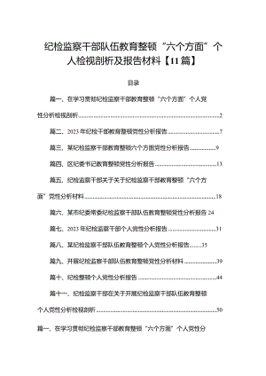 纪检监察干部队伍教育整顿“六个方面”个人检视剖析及报告材料【11篇】.docx