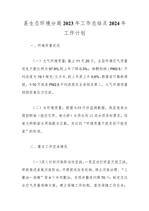 县生态环境分局2023年工作总结及2024年工作计划.docx