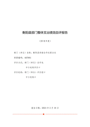 衡阳县部门整体支出绩效自评报告.docx