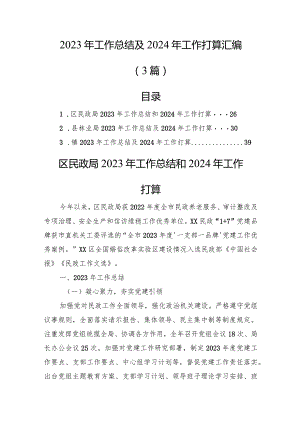 2023年工作总结及2024年工作打算汇编（3篇）.docx