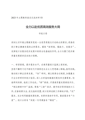 主题教育∣座谈交流：2023年主题教育座谈交流材料53（市统计局）.docx