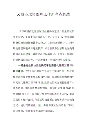 X城市垃圾处理工作新亮点总结.docx