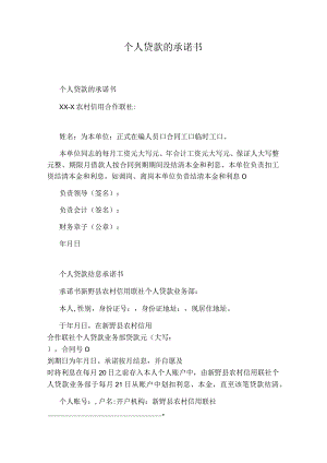 个人贷款的承诺书.docx