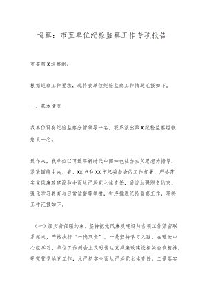 巡察：市直单位纪检监察工作专项报告.docx