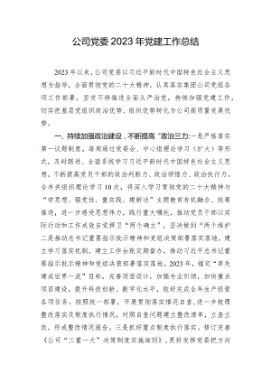公司党委2023年党建工作总结.docx
