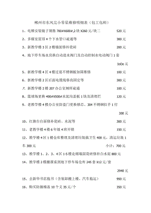 郴州市东风完小零星维修明细表包工包料.docx
